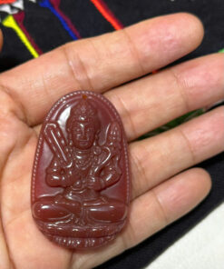 Mặt Phật Văn Thù - Mã Não Lam Hồng Tự Nhiên