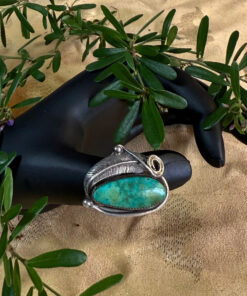 Nhẫn Bạc Ngọc Lam Tự Nhiên Xưa